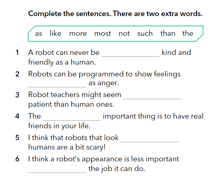 complete the sentences